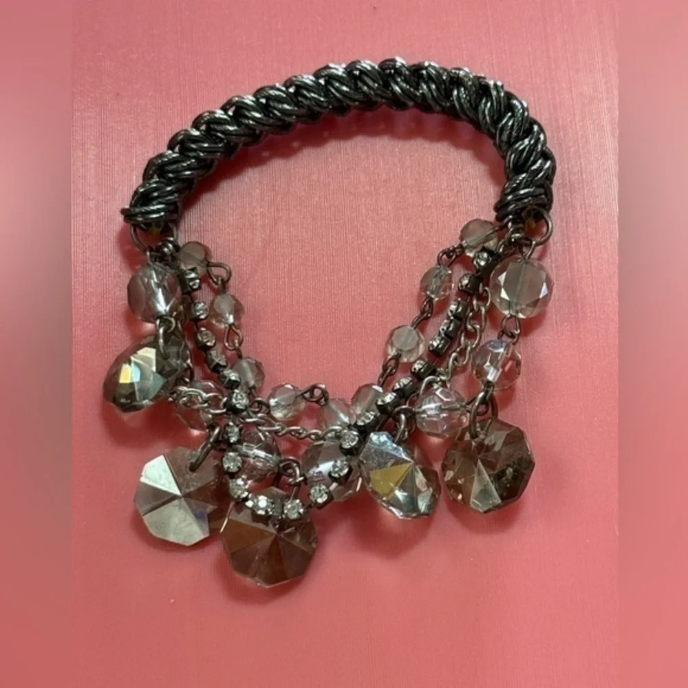 Chic Silver and Crystal Charm Bracelet